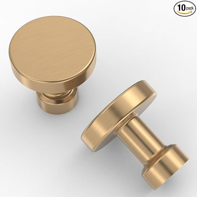 Asidrama 10 Pack 1-1/4 inch Champagne Bronze Kitchen Cabinet Knobs Dresser Knobs Drawer Knobs Cab... | Amazon (US)
