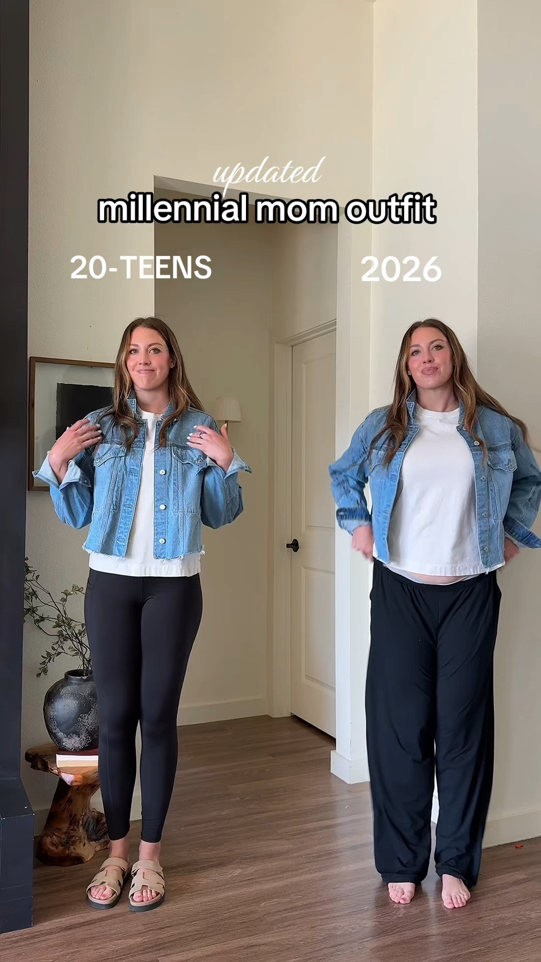 The easiest way to update an outfit like this? Trade the fitted bottom for a wide-leg silhouette. The added volume through the leg + defined proportions on top makes the whole outfit feel more current and balanced.
I’m 510 wearing a medium tallest inseam in pants and tops & jackets