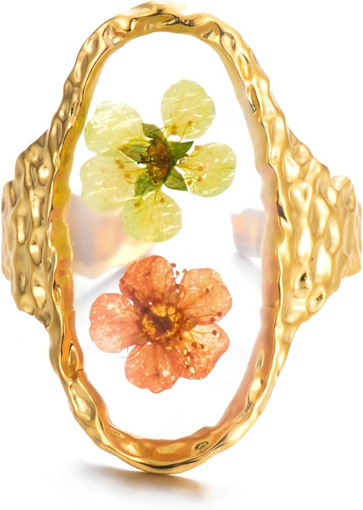Flower Ring,Vintage Eternal Flower Ring for Women,Adjustable Spring Ring Jewelry Gift | Amazon (US)