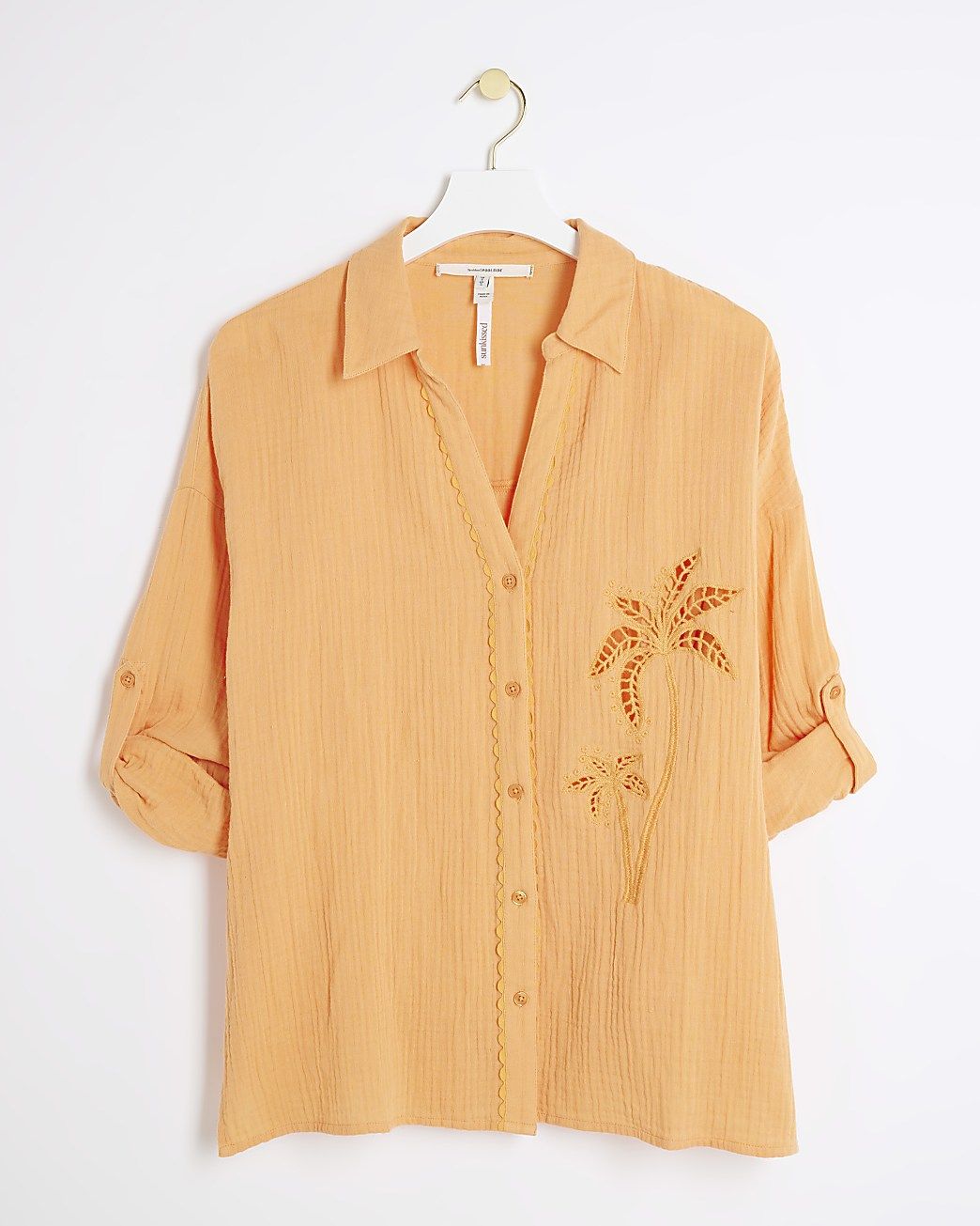 Orange textured beach shirt | River Island (UK & IE)