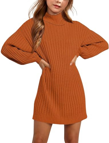 Fall Winter Girls Oversized Sweater Dress Turtleneck Batwing Long Sleeve Kids Teen Tween Casual S... | Amazon (US)