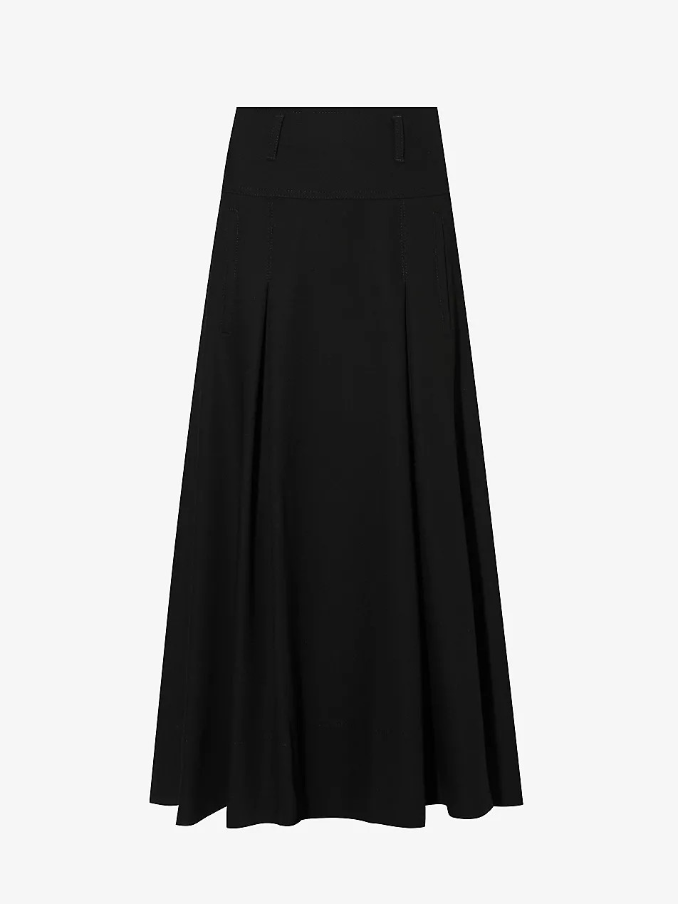 High-rise pleated recycled polyester-blend midi skirt | Selfridges