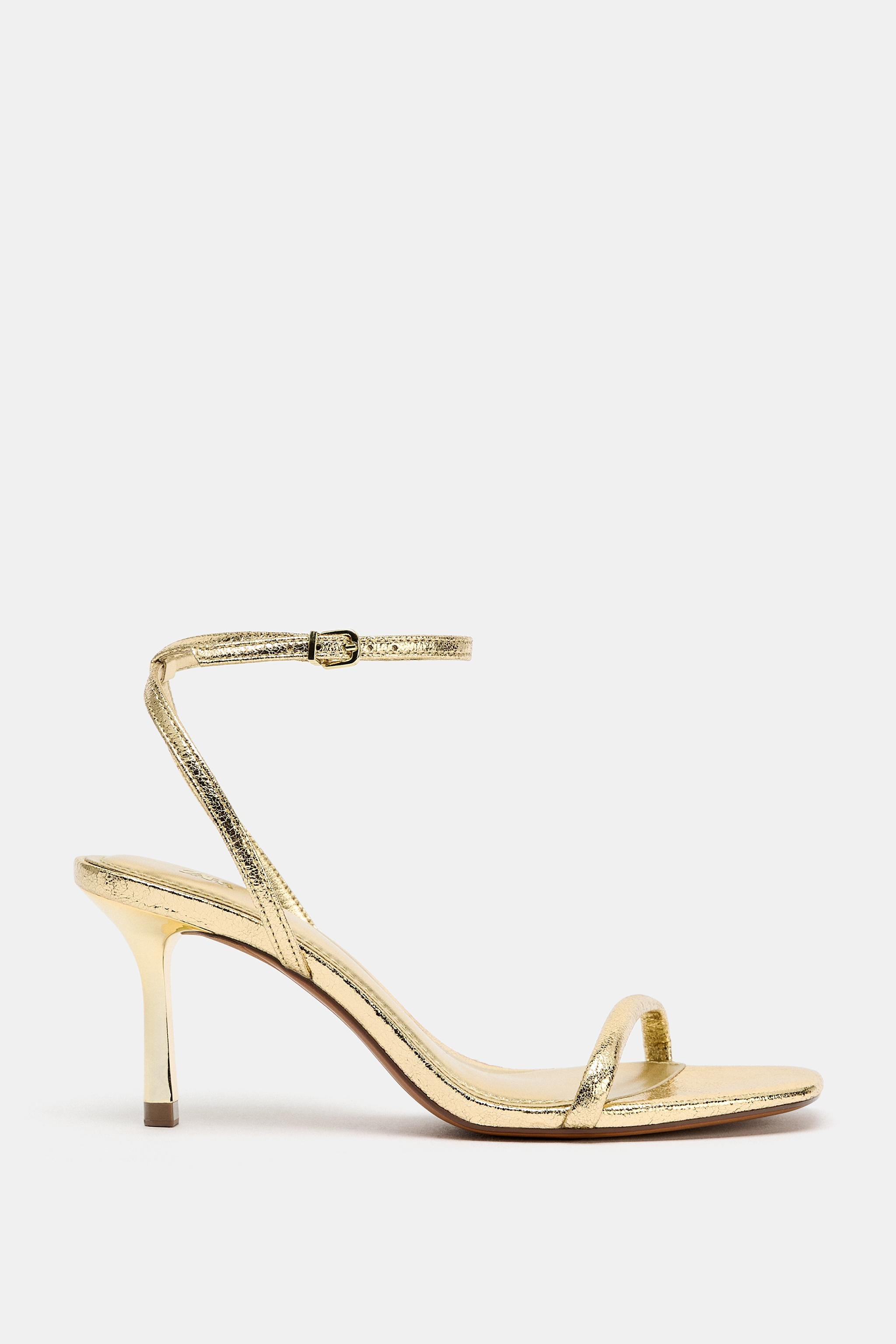 METALLIC-EFFECT HEELED SANDALS | Zara UK
