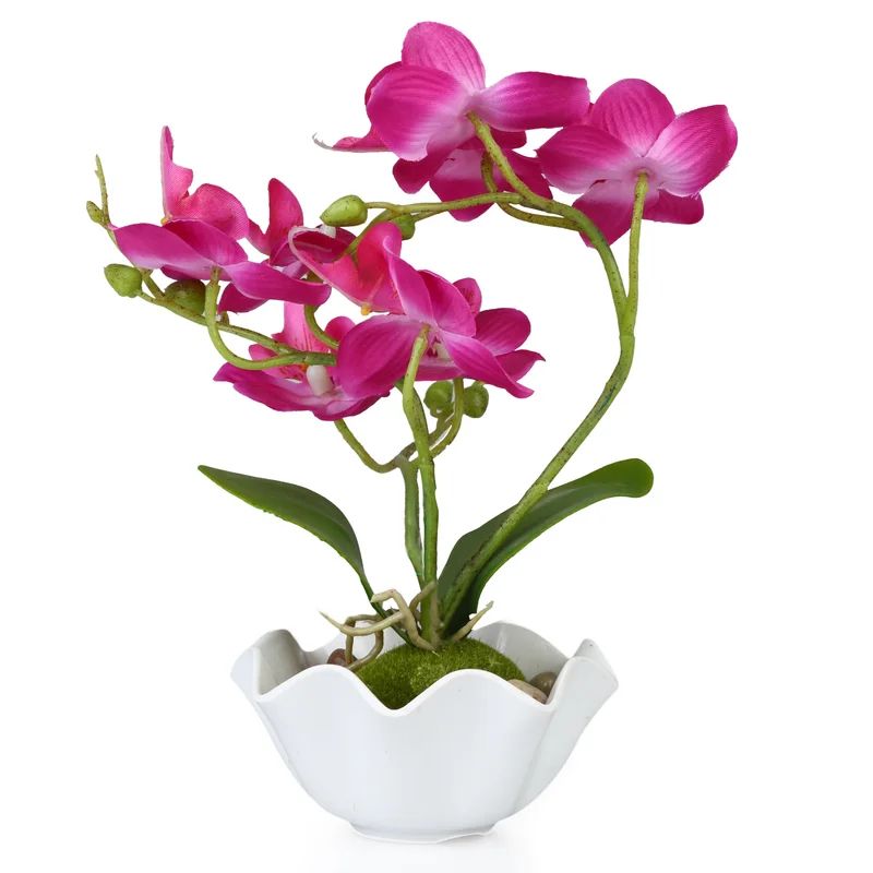 Artificial Silk Orchid Flower White Vase living room decor finds accent chair ltksalealert deals | Wayfair North America