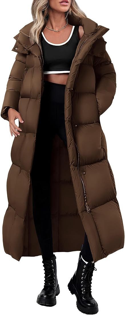 PRETTYGARDEN Women's Winter Long Puffer Coats Hooded Zip Up Casual Thickened Down Jackets Trendy ... | Amazon (US)