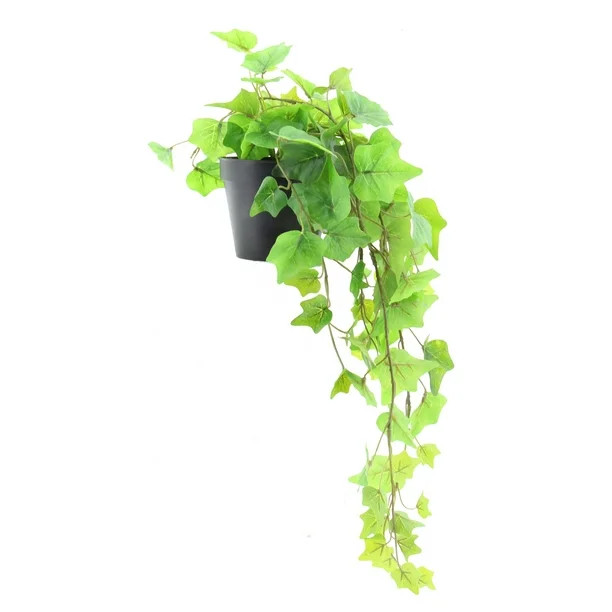 Mainstays 22.8" Tall Artificial Hanging Green Ivy Plant in Black Pot | Walmart (US)