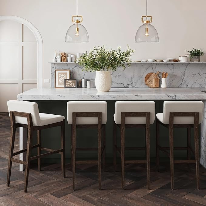 Nathan James Gracie Scandinavian Bar Stool with Back, Wooden Bar Stool for Kitchen Island with Bo... | Amazon (US)