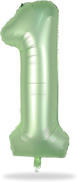 Sage Green 1 Balloons, 40 Inch Giant Olive Green Helium Foil Number 0-9 for Girls, Self Inflating... | Amazon (US)
