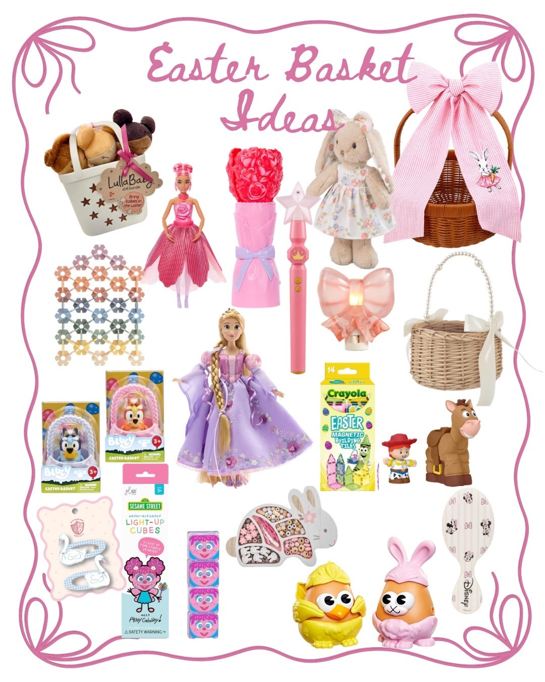 Easter basket | Easter basket stuffers | Easter basket fillers | Easter basket toys | toddler gifts | kids gifts | spring toy refresh | bluey | Barbie | bath dolls | Easter basket bow | bath bomb | magnatiles | amazon | Easter bunny | Toy Story | little people | night light | girl hair accessories | kids crafts | jewelry | Easter 2026 | princess wand | target | Walmart | Minnie Mouse |