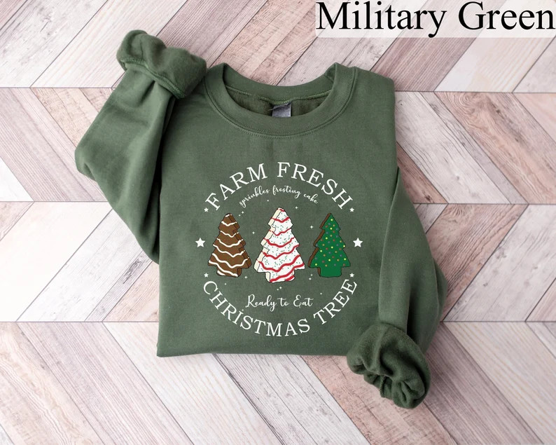 Farm Fresh Christmas Tree Sweatshirt Christmas Tree Cake - Etsy | Etsy (US)