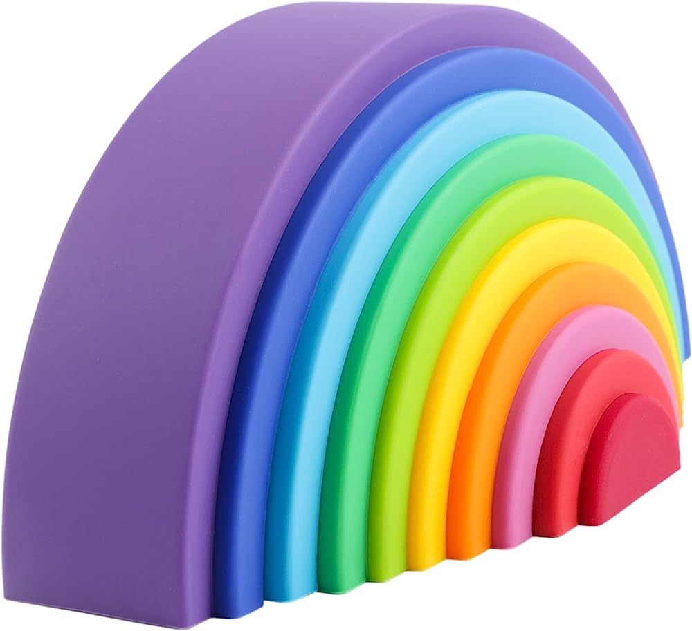 BLUE GINKGO Silicone Rainbow Stacker - Montessori Nesting Puzzle | Kids and Toddler | Stacking Se... | Amazon (US)