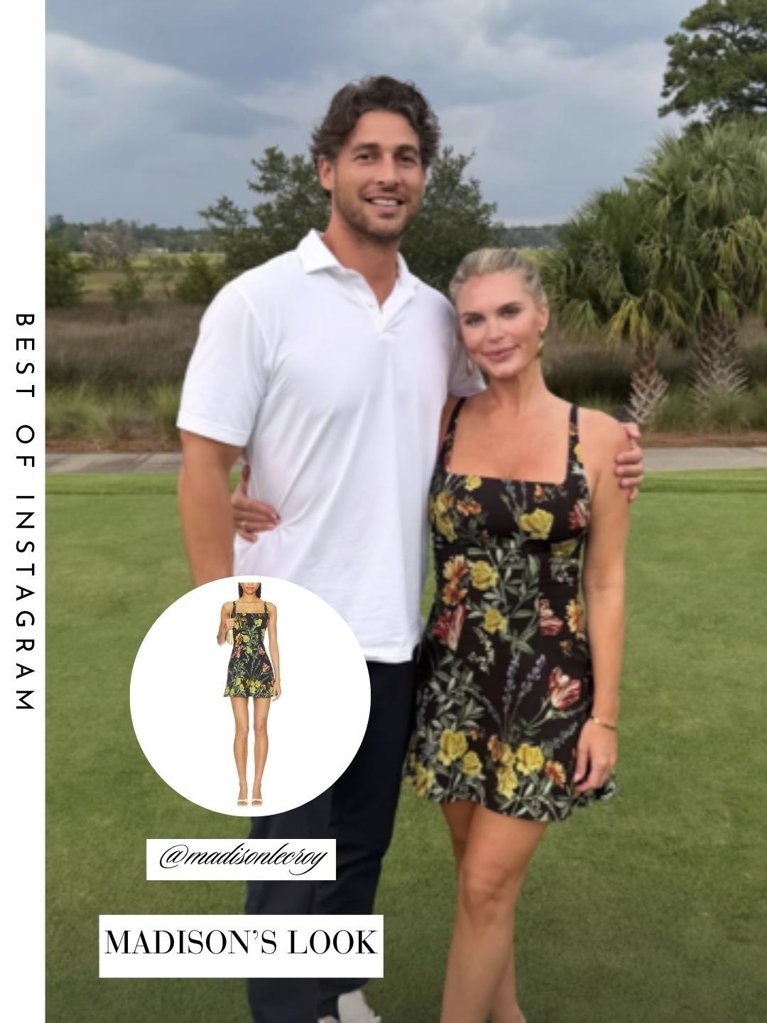 Madison LeCroy’s Black Floral Mini Dress 📸= @madisonlecroy