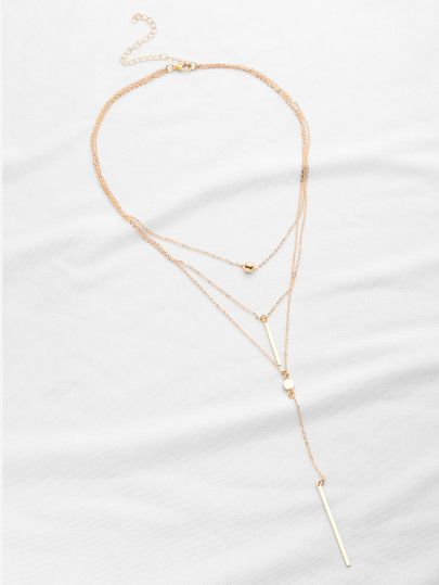 Double Bar Pendant Layered Necklace | SHEIN
