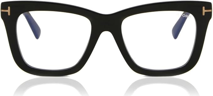 Tom Ford Eyeglasses FT 5881 -B 001 Shiny Black, t Logo, Eco/Blue Block Lense | Amazon (US)
