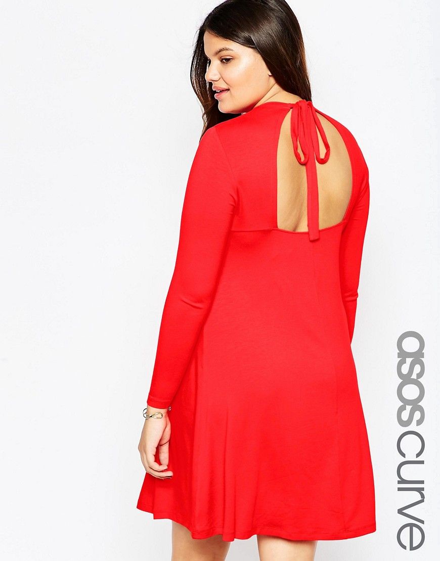 ASOS CURVE Bow Back Babydoll Dress - Black £10.00 | Asos ROW
