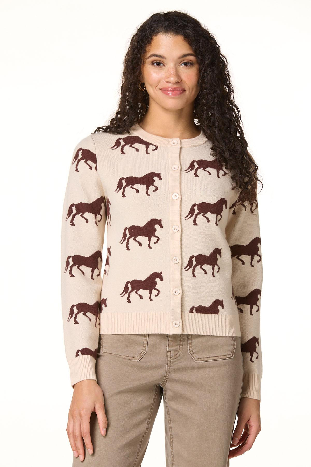 Horse Print Cardigan Sweater | Cato Fashions