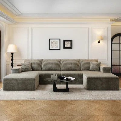 Simonsen 135.4"Cloud Modular Sectional Couch with 1 Ottoman,Modern Minimalist Upholstered Couches, Comfort U Shaped Sofa for Living Room,Deep Seat Cor | Wayfair North America
