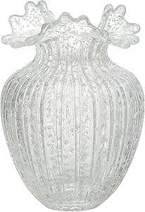 Handmade Glass Flower Vase, Luminous Wave Bottle Mouth Decorative Vase for Living Room Office Hom... | Amazon (US)