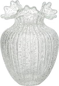 Handmade Glass Flower Vase, Luminous Wave Bottle Mouth Decorative Vase for Living Room Office Hom... | Amazon (US)