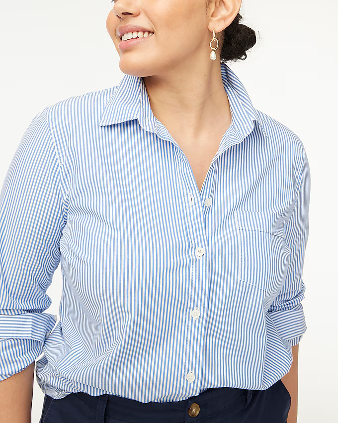 Petite button-up cotton poplin shirt in signature fit | J.Crew Factory