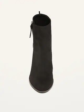 Faux-Suede Side-Zip Block-Heel Booties for Women | Old Navy (CA)