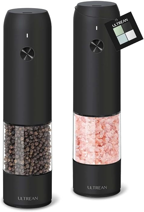 Ultrean Pepper Grinder, Rechargeable Salt and Pepper Grinder with 6 Adjustable Coarseness, LED Li... | Amazon (US)