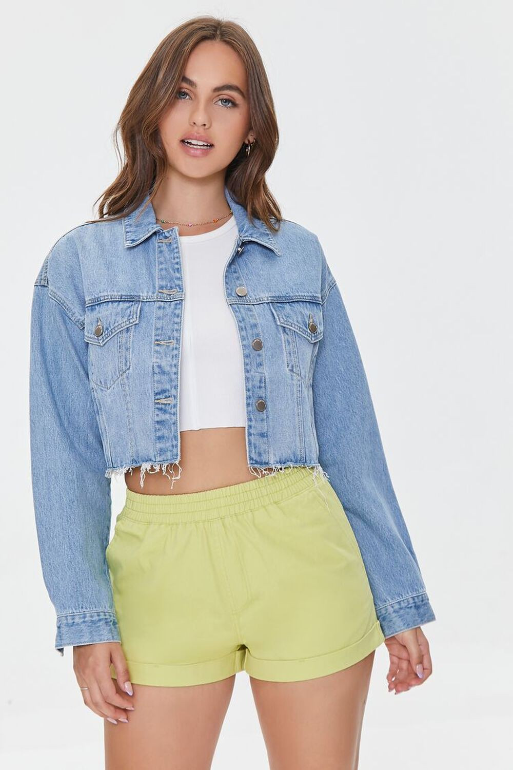 Twill High-Rise Cuffed Shorts | Forever 21 (US)