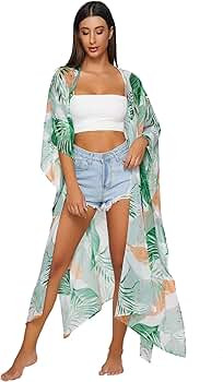 SweatyRocks Women's Flowy Kimono Cardigan Open Front Maxi Dress | Amazon (US)