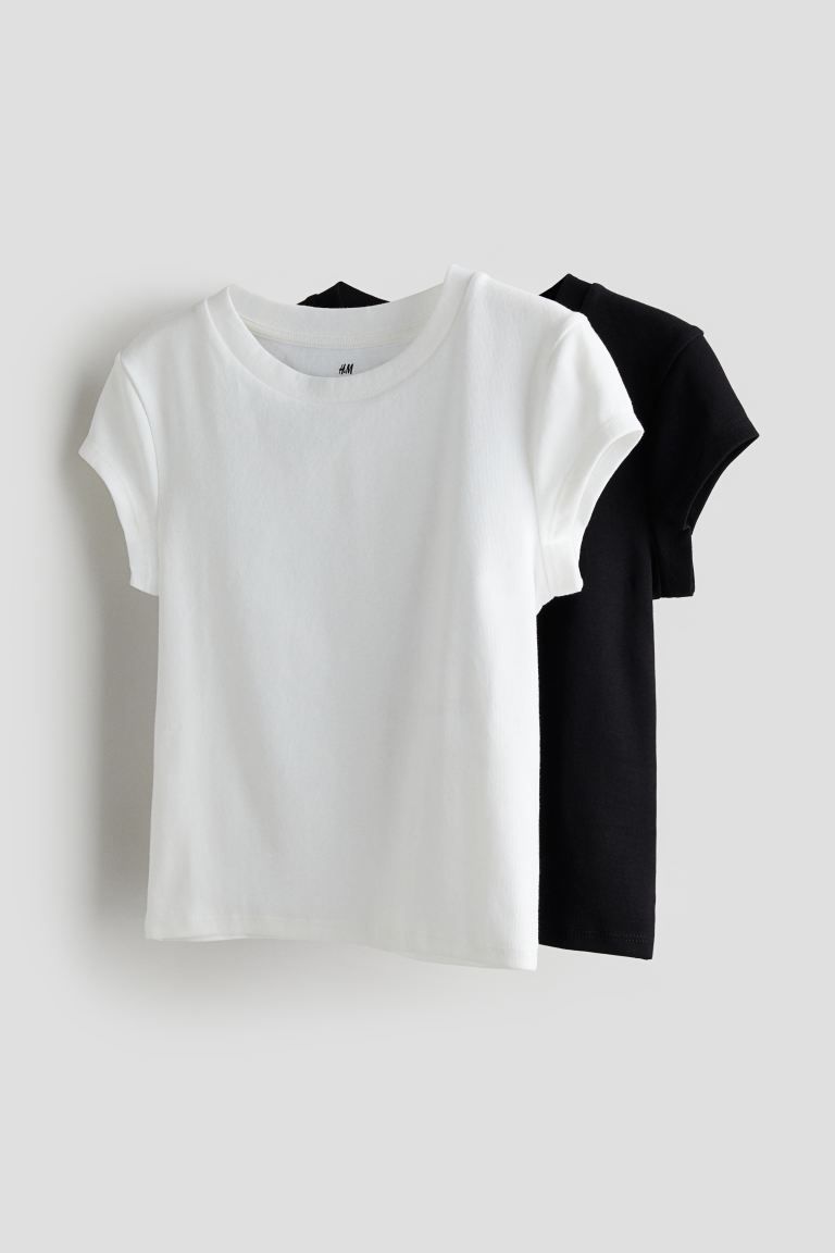 2-pack Cotton Jersey Tops - White/black - Kids | H&M US | H&M (US + CA)