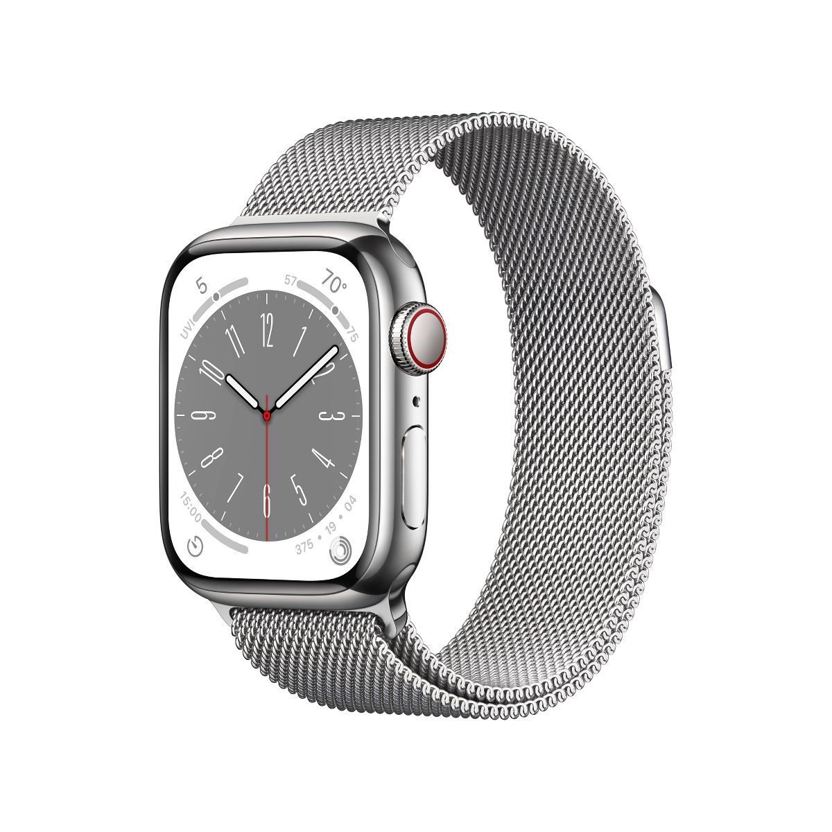 Apple Watch Series 8 GPS + Cellular 41mm Silver Stainless Steel Case with Silver Milanese Loop | Target