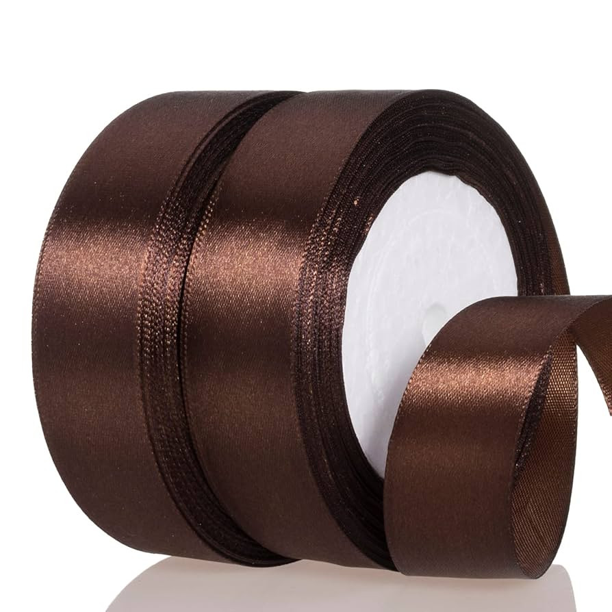 ATRBB 1 Inch Dark Brown Satin Ribbon, 50 Yards Solid Fabric Ribbon for Gift Wrapping, Bouquets, W... | Amazon (US)