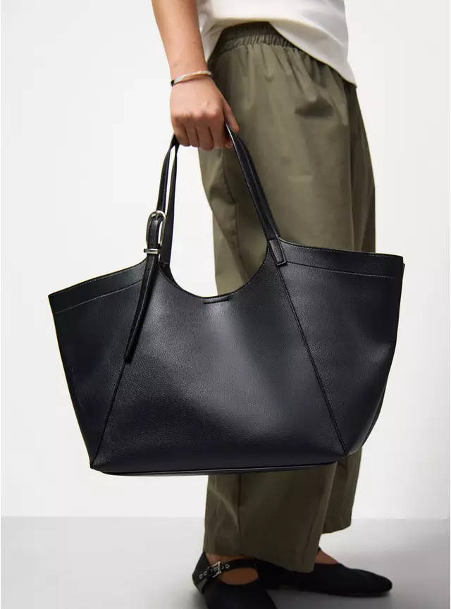 Buy Black Belt Handled Faux Leather Shopper Bag One Size | Workwear | Tu | Tu Clothing