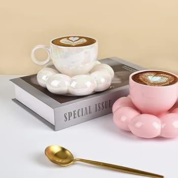 Koythin Ceramic Coffee Mug, Creative Cute Cup with Sunflower Coaster for Office and Home, 6.5 oz/... | Amazon (US)