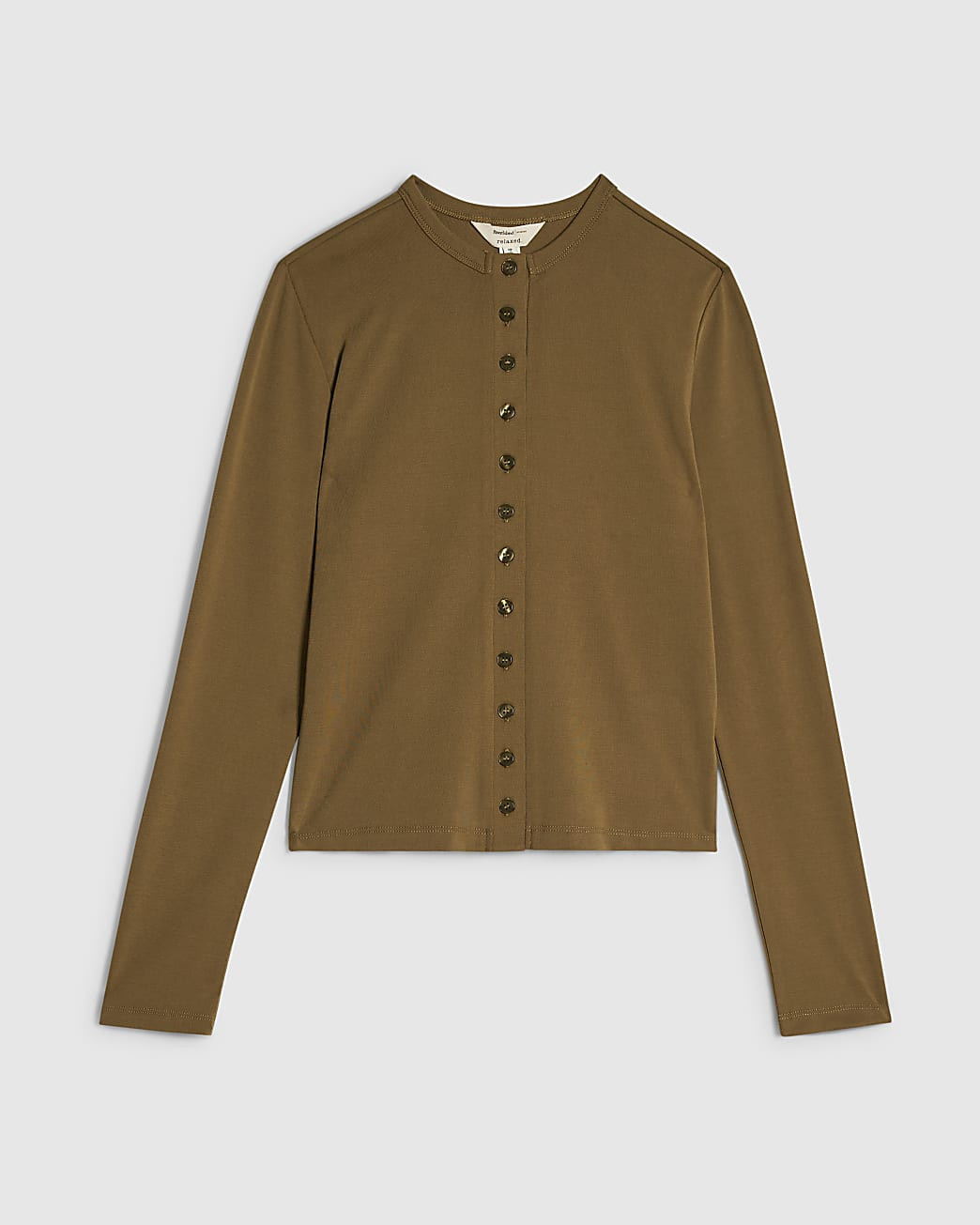 Petite Khaki Soft Touch Long Sleeve Top | River Island UK & IE