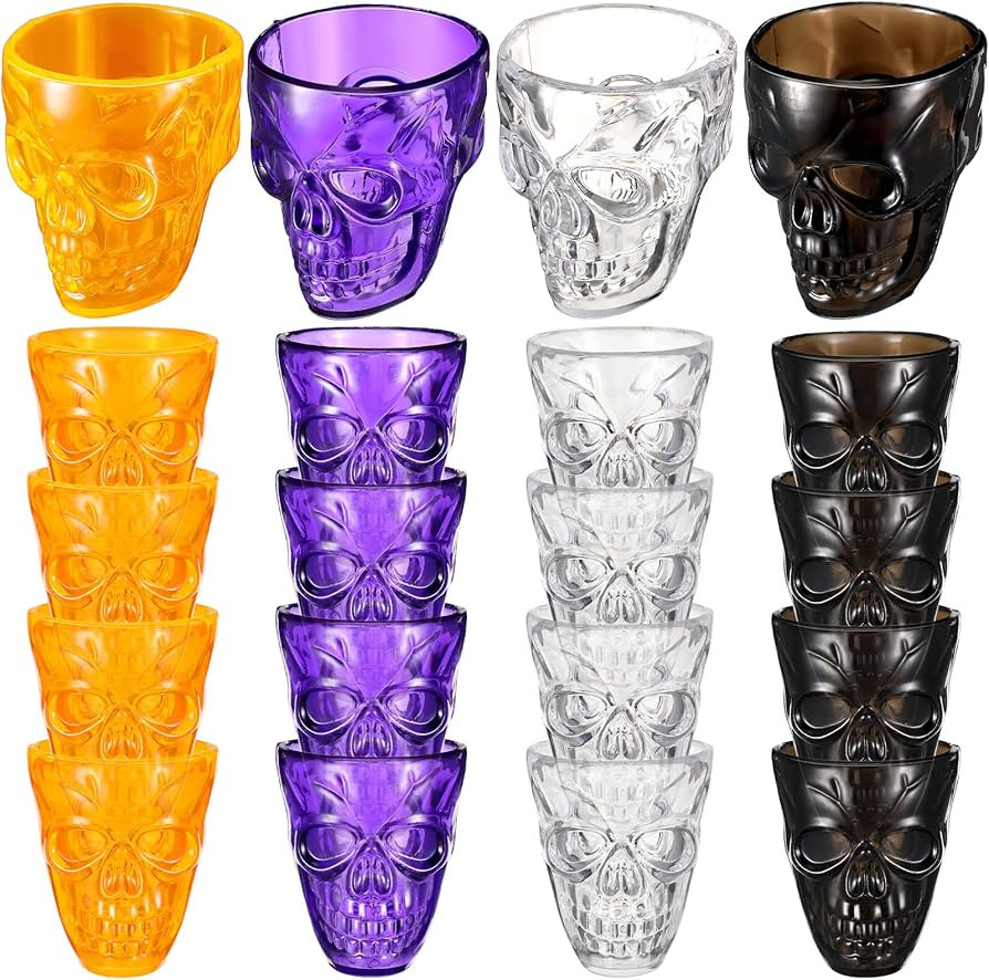 Honeydak Halloween Skull Party Favor Shot Glasses 1.86 oz/ 55 ml Unbreakable Skull Shot Cups Plas... | Amazon (US)