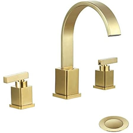 WorbWay Bathroom Faucet Gold, 2 Lever Handle 8 inch Widespread Bathroom Sink Faucet with Pop-Up Drai | Amazon (US)