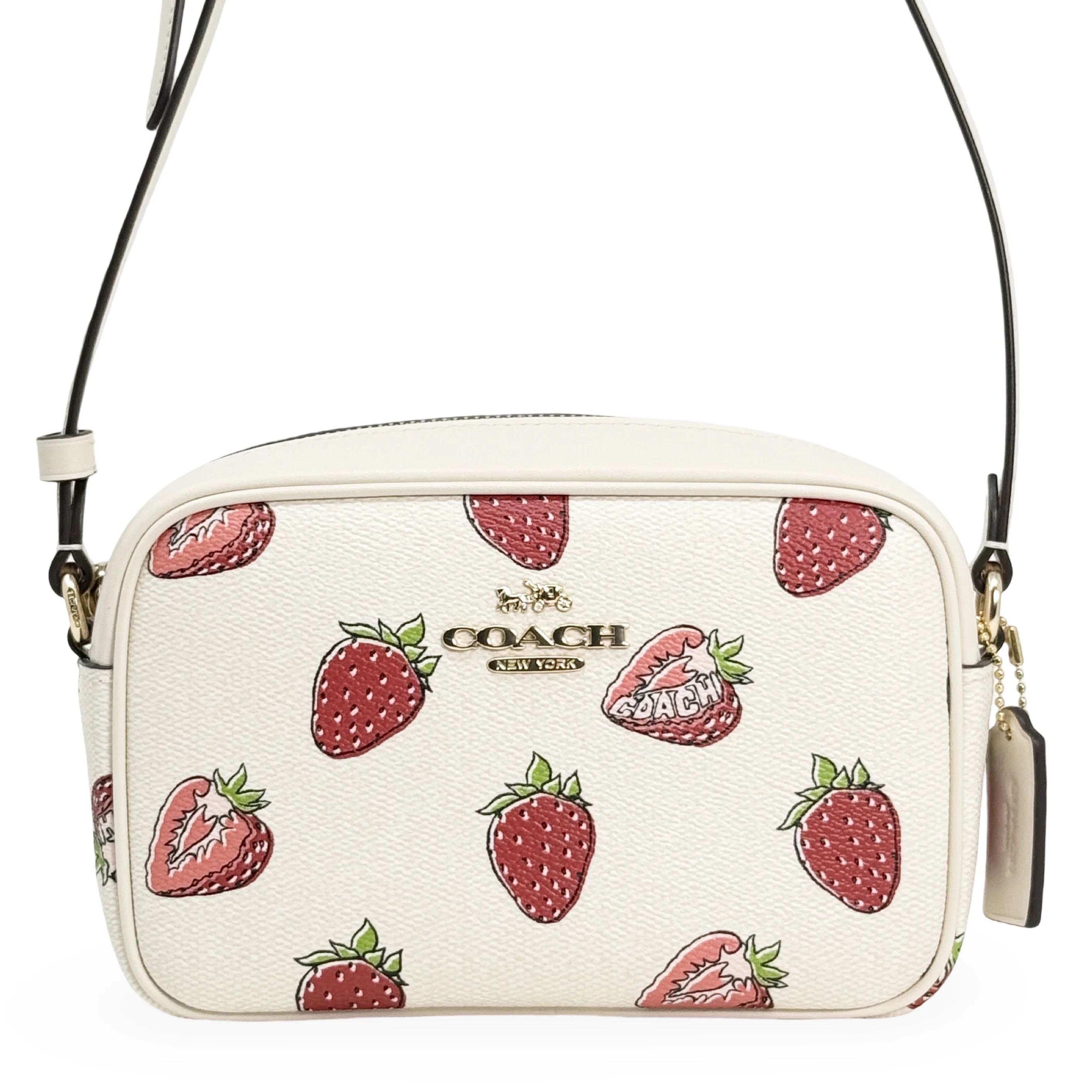 Coach Women's Mini Jamie Top Zip Camera Crossbody Bag with Strawberry Print (Chalk Multi) | Walmart (US)