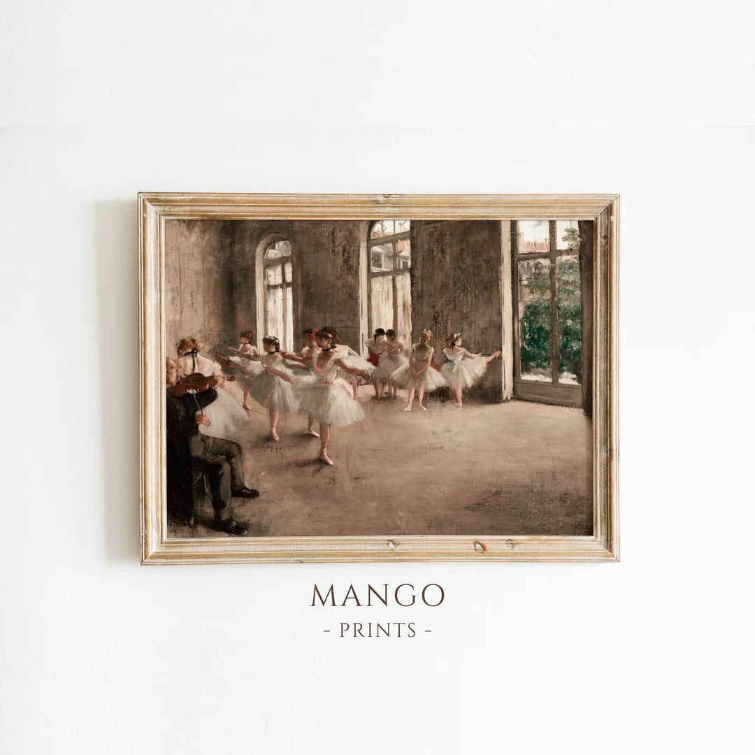 Vintage Ballet Art Print  Dancing Ballerina Painting  - Etsy | Etsy (US)