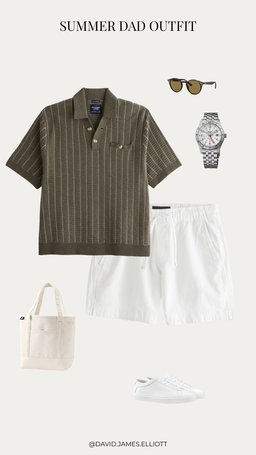 Tonal summer outfit for guys with a sweater polo and white linen shorts.  

 #LTKMens