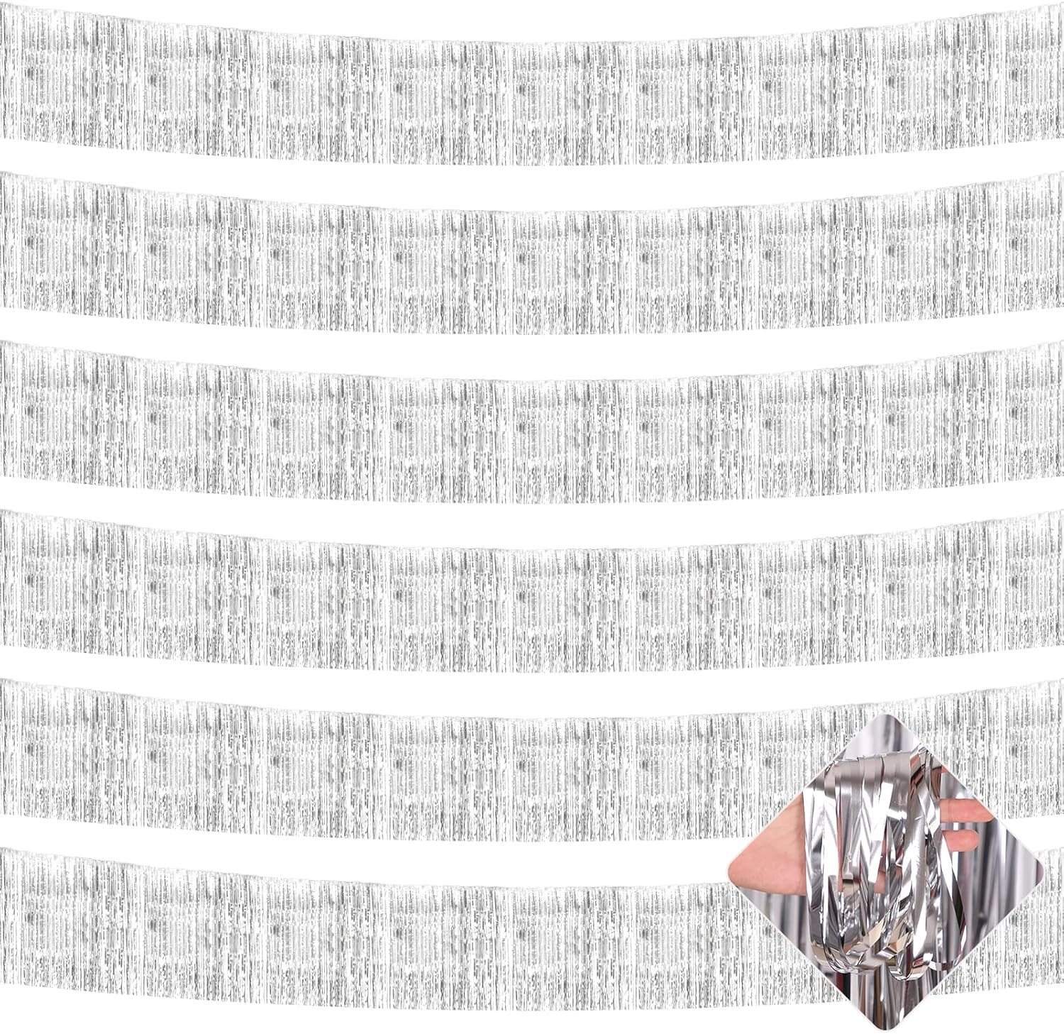 6 Pack 10 Feet Foil Fringe Garland Metallic Tinsel Streamers Banner Wall Hanging Curtain Backdrop... | Amazon (US)
