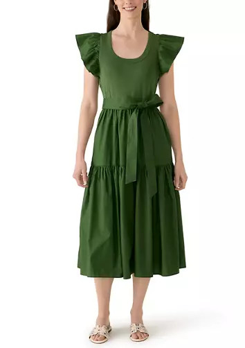 Women's Flutter Sleeve Belted Midi Dress | Belk