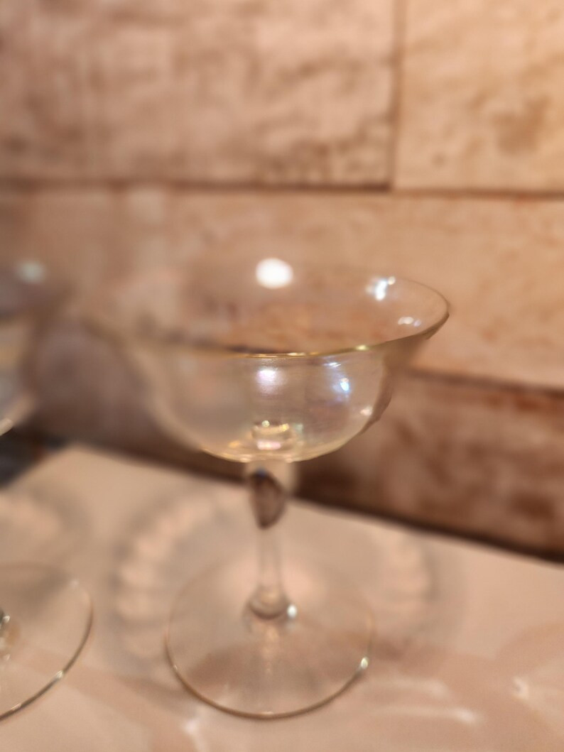 Vintage Iridescent, Mother of Pear Coupe Champagne Glasses Set of 2 Mid Century, Art Deco - Etsy | Etsy (US)