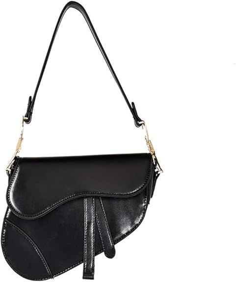 RomanticDesign Women Saddle Shoulder Bag Trendy PU Leather Satchel Bag Underarm Handbag Crossbody... | Amazon (US)