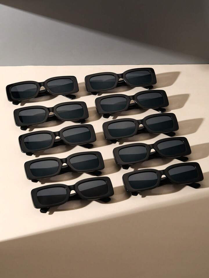 10pcs Black Square Frame Classic Fashion Sunglasses Y2K Boho Glasses For Women Daily Life Back To... | SHEIN