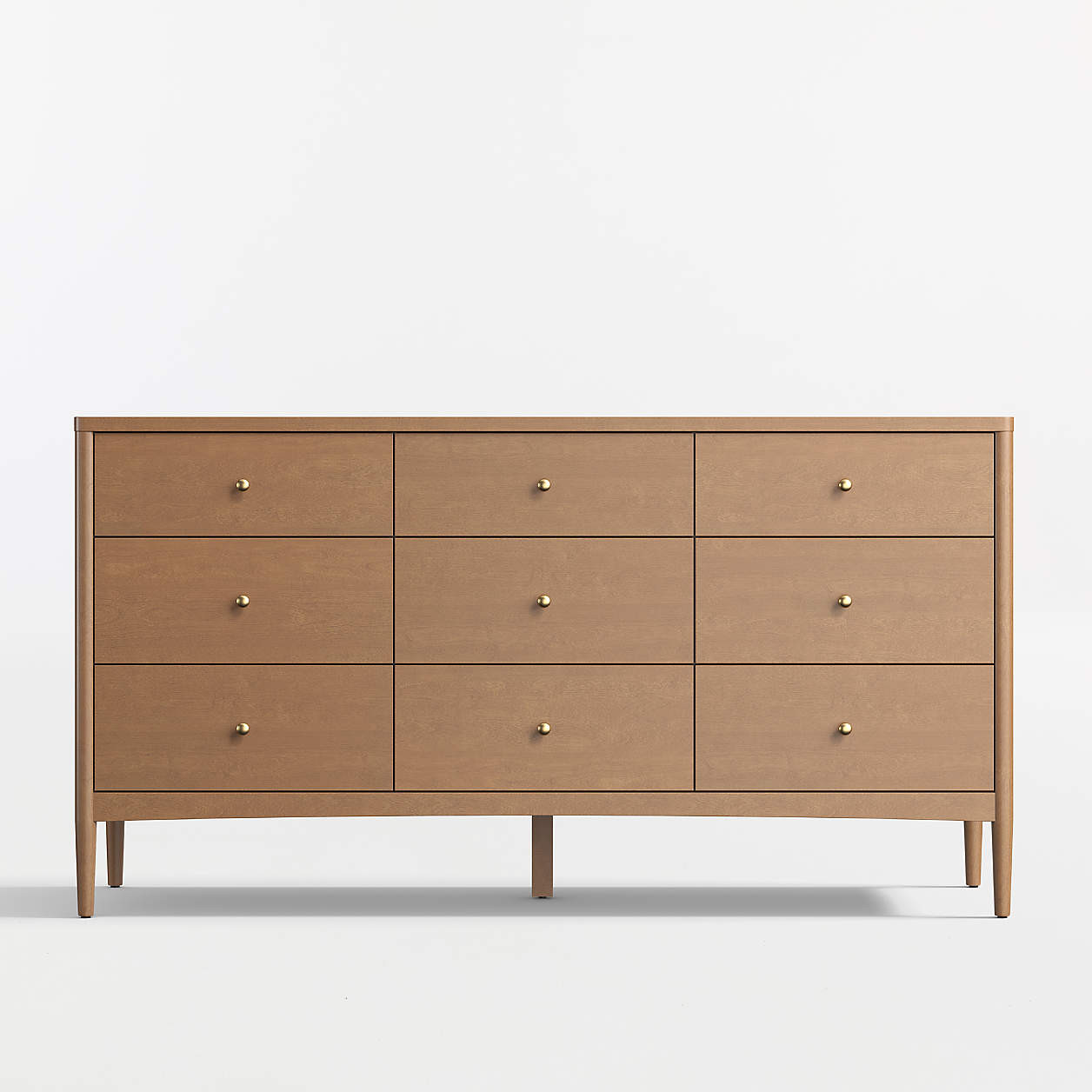 Hampshire 64" Natural Brown Wood Extra Wide 9-Drawer Kids Dresser + Reviews | Crate & Kids | Crate & Barrel