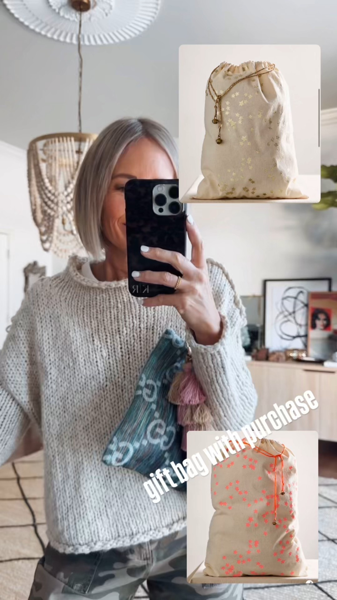 sweater i sized up to a small
camo pants in xs

gucci inspired clutch by @miamibuythebag on instagram

#LTKOver40 #LTKGiftGuide #LTKHoliday