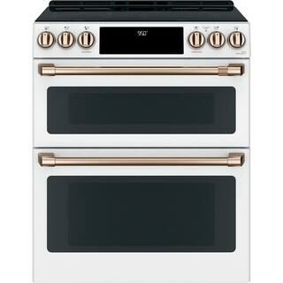 30 in. 6.7 cu. ft. Smart Slide-In Double Oven Induction Range with Convection in Matte White, Fin... | The Home Depot