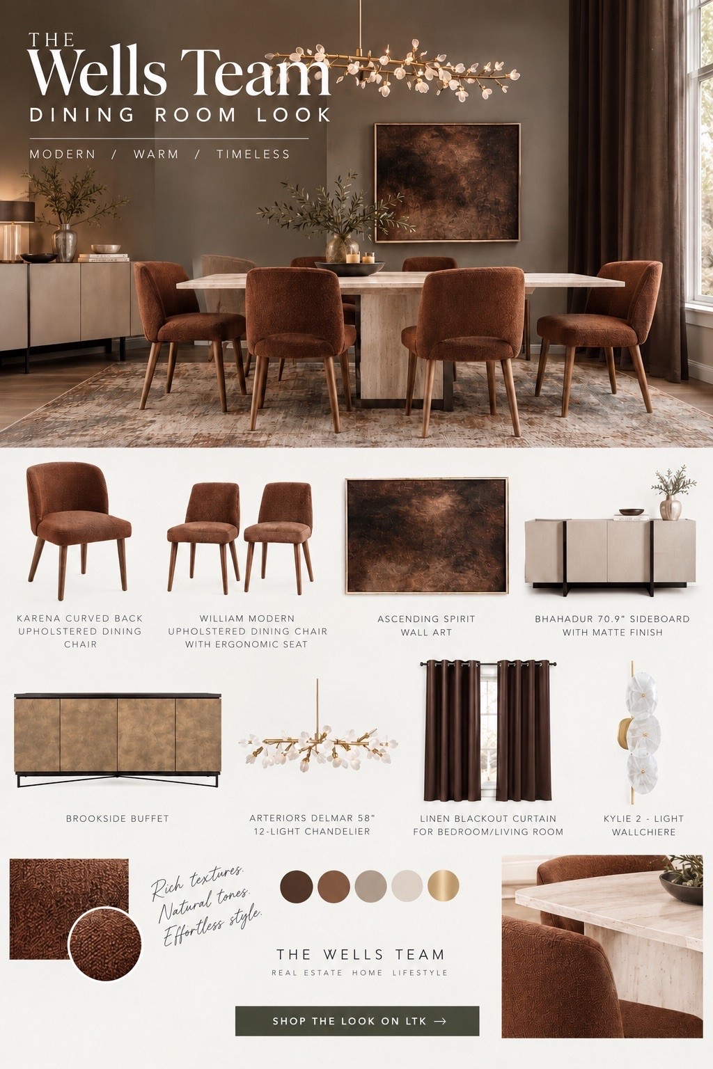 Neutral/Brown Dining Room
Warm tones and gold finishes create the trendy look of a modern model home.

#LTKHome