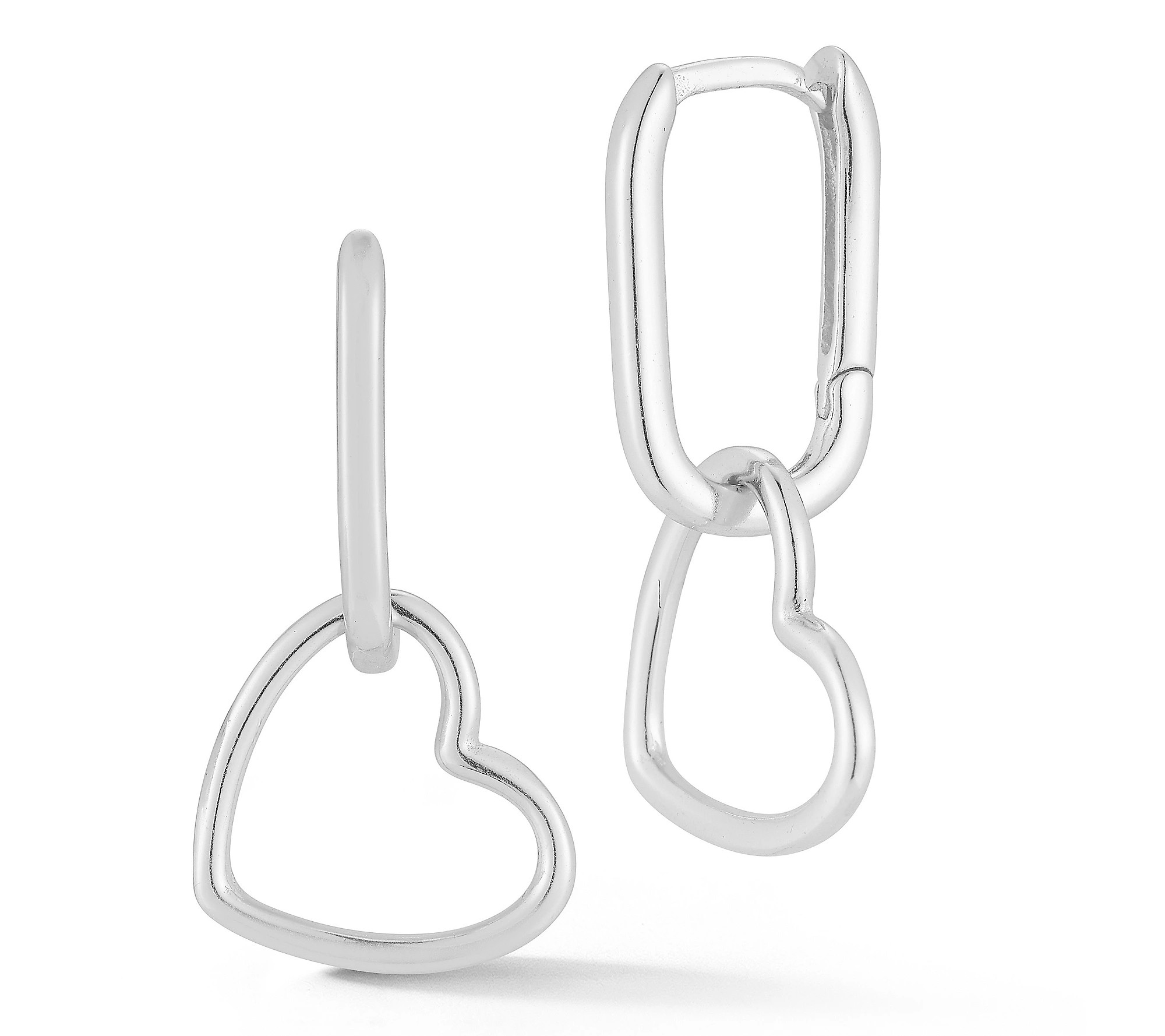 Sterlina Silver Heart Link Charm Earrings, Sterling | QVC