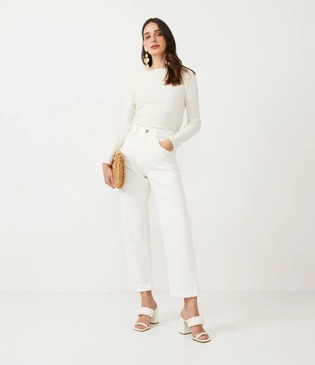 Blusa em Tricô com Textura Canelada Branco | Renner (BR)